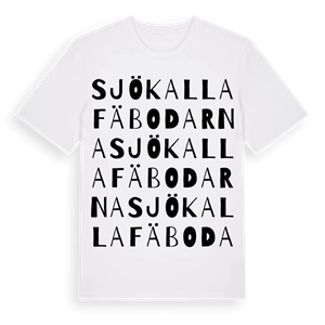 Sjökallafäbodarna ordlek t-shirt – ekologisk bomull t-shirt från Pinshirt