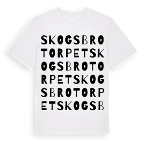 Skogsbrotorpet ordlek t-shirt – ekologisk bomull t-shirt från Pinshirt