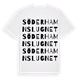 White t-shirt med Söderhamnslugnet ordlek t-shirt