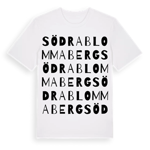 Södra Blommaberg ordlek t-shirt – ekologisk bomull t-shirt från Pinshirt