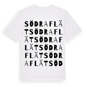 Södra Flät ordlek t-shirt – ekologisk bomull t-shirt från Pinshirt
