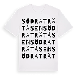 Södra Trätåsen ordlek t-shirt – ekologisk bomull t-shirt från Pinshirt