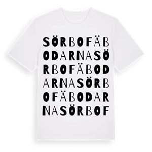 Sörbofäbodarna ordlek t-shirt – ekologisk bomull t-shirt från Pinshirt