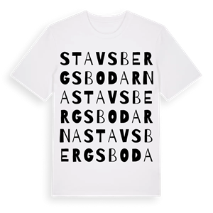 Stavsbergsbodarna ordlek t-shirt – ekologisk bomull t-shirt från Pinshirt