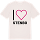 Vintage White t-shirt med Jag älskar Stenbo t-shirt stort tryck