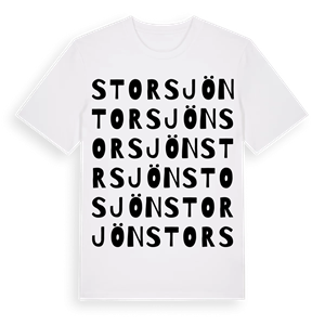 Storsjön ordlek t-shirt – ekologisk bomull t-shirt från Pinshirt