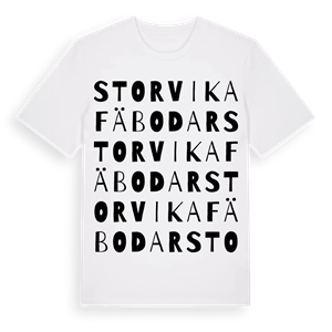 Storvika fäbodar ordlek t-shirt – ekologisk bomull t-shirt från Pinshirt