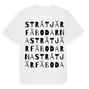 Stråtjärfäbodarna ordlek t-shirt – ekologisk bomull t-shirt från Pinshirt