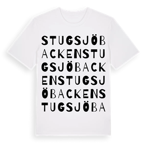 Stugsjöbacken ordlek t-shirt – ekologisk bomull t-shirt från Pinshirt