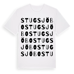 Stugsjöbo ordlek t-shirt – ekologisk bomull t-shirt från Pinshirt