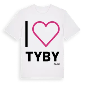 Jag älskar Tyby t-shirt stort tryck – ekologisk bomull t-shirt från Pinshirt