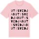 Pink Cotton t-shirt med Utisvedjan ordlek t-shirt