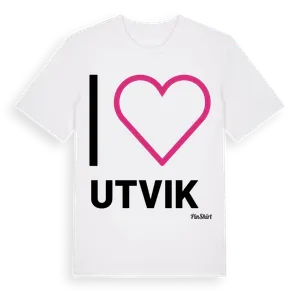 Jag älskar Utvik t-shirt stort tryck – ekologisk bomull t-shirt från Pinshirt