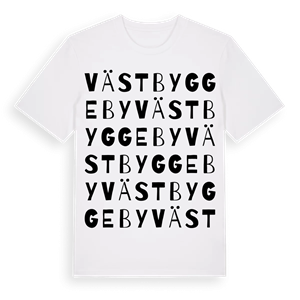 Västbyggeby ordlek t-shirt – ekologisk bomull t-shirt från Pinshirt