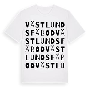 Västlunds fäbod ordlek t-shirt – ekologisk bomull t-shirt från Pinshirt