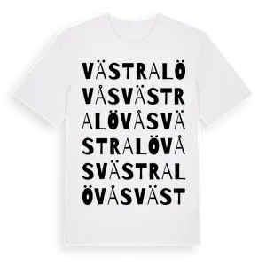 Västra Lövås ordlek t-shirt – ekologisk bomull t-shirt från Pinshirt