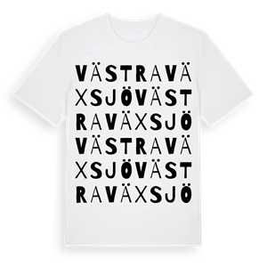 Västra Växsjö ordlek t-shirt – ekologisk bomull t-shirt från Pinshirt