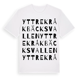 Yttre Kråkbäcksvallen ordlek t-shirt – ekologisk bomull t-shirt från Pinshirt