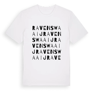 Ravenswaaij ordlek t-shirt – ekologisk bomull t-shirt från Pinshirt