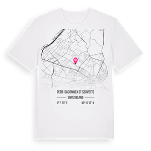 Petit-Saconnex et Servette karta t-shirt – ekologisk bomull t-shirt från Pinshirt