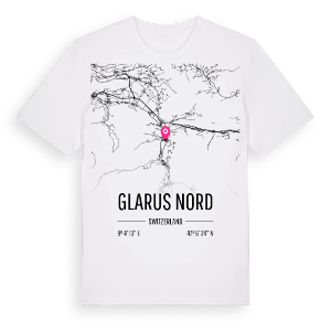 Glarus Nord karta t-shirt – ekologisk bomull t-shirt från Pinshirt