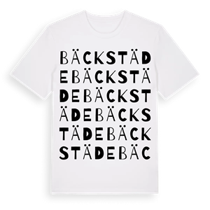 Bäckstäde ordlek t-shirt – ekologisk bomull t-shirt från Pinshirt