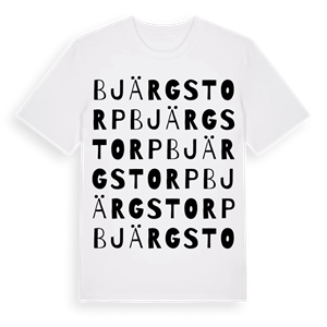 Bjärgstorp ordlek t-shirt – ekologisk bomull t-shirt från Pinshirt