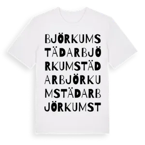 Björkumstädar ordlek t-shirt – ekologisk bomull t-shirt från Pinshirt