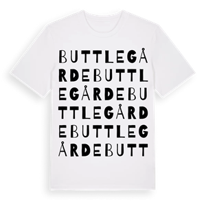 Buttlegårde ordlek t-shirt – ekologisk bomull t-shirt från Pinshirt
