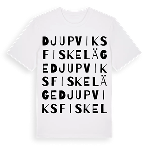 Djupviks fiskeläge ordlek t-shirt – ekologisk bomull t-shirt från Pinshirt