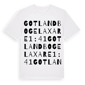 GOTLAND BOGE LAXARE 1:41 ordlek t-shirt – ekologisk bomull t-shirt från Pinshirt