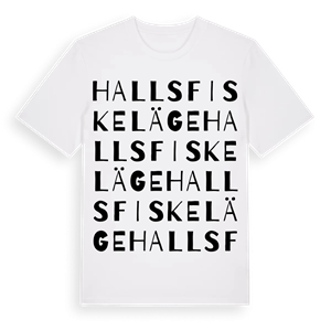 Halls Fiskeläge ordlek t-shirt – ekologisk bomull t-shirt från Pinshirt