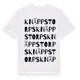 White t-shirt med Knäppstorps ordlek t-shirt