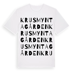 Krusmyntagården ordlek t-shirt – ekologisk bomull t-shirt från Pinshirt