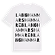 White t-shirt med Langhammarshammaren ordlek t-shirt