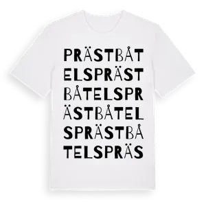 Prästbåtels ordlek t-shirt – ekologisk bomull t-shirt från Pinshirt