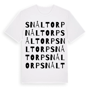 Snåltorp ordlek t-shirt – ekologisk bomull t-shirt från Pinshirt