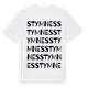 White t-shirt med Stymnes ordlek t-shirt