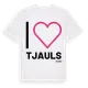 White t-shirt med Jag älskar Tjauls t-shirt stort tryck