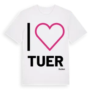 Jag älskar Tuer t-shirt stort tryck – ekologisk bomull t-shirt från Pinshirt