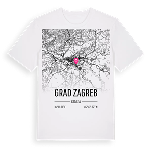Grad Zagreb karta t-shirt – ekologisk bomull t-shirt från Pinshirt