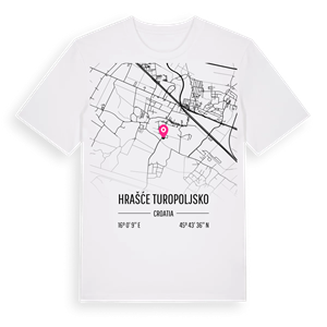 Hrašće Turopoljsko karta t-shirt – ekologisk bomull t-shirt från Pinshirt