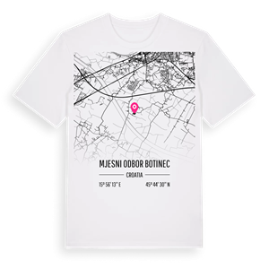 Mjesni odbor Botinec karta t-shirt – ekologisk bomull t-shirt från Pinshirt