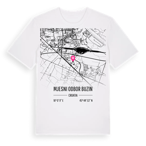 Mjesni odbor Buzin karta t-shirt – ekologisk bomull t-shirt från Pinshirt
