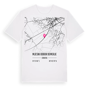 Mjesni odbor Demerje karta t-shirt – ekologisk bomull t-shirt från Pinshirt