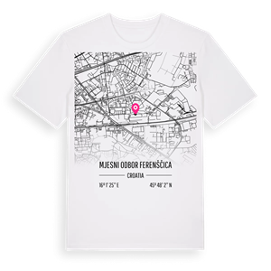 Mjesni odbor Ferenščica karta t-shirt – ekologisk bomull t-shirt från Pinshirt