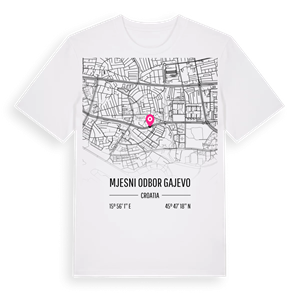 Mjesni odbor Gajevo karta t-shirt – ekologisk bomull t-shirt från Pinshirt