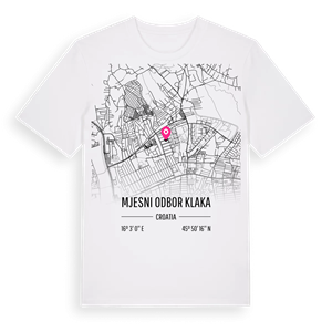 Mjesni odbor Klaka karta t-shirt – ekologisk bomull t-shirt från Pinshirt