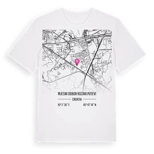 Mjesni odbor Kozari putevi karta t-shirt – ekologisk bomull t-shirt från Pinshirt