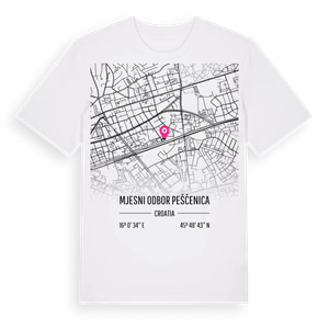 Mjesni odbor Peščenica karta t-shirt – ekologisk bomull t-shirt från Pinshirt